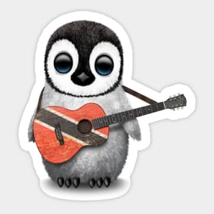 Baby Penguin Playing Trinidadian Flag Guitar Sticker